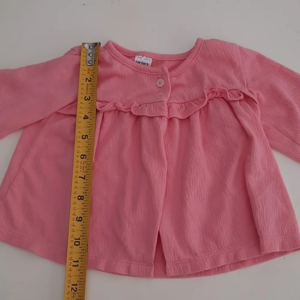 Carters 12 months pink lightweight cardigan with ruffle detail